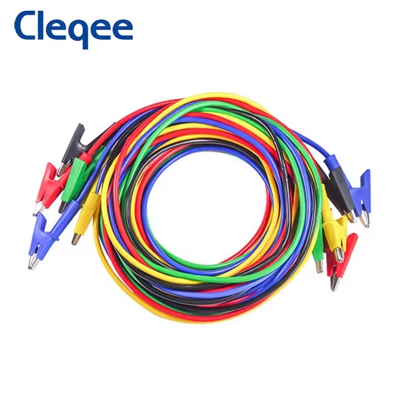 Cleqee P1024 5PCS-1m Alligator Clip Test Leads (1000V / 15A)