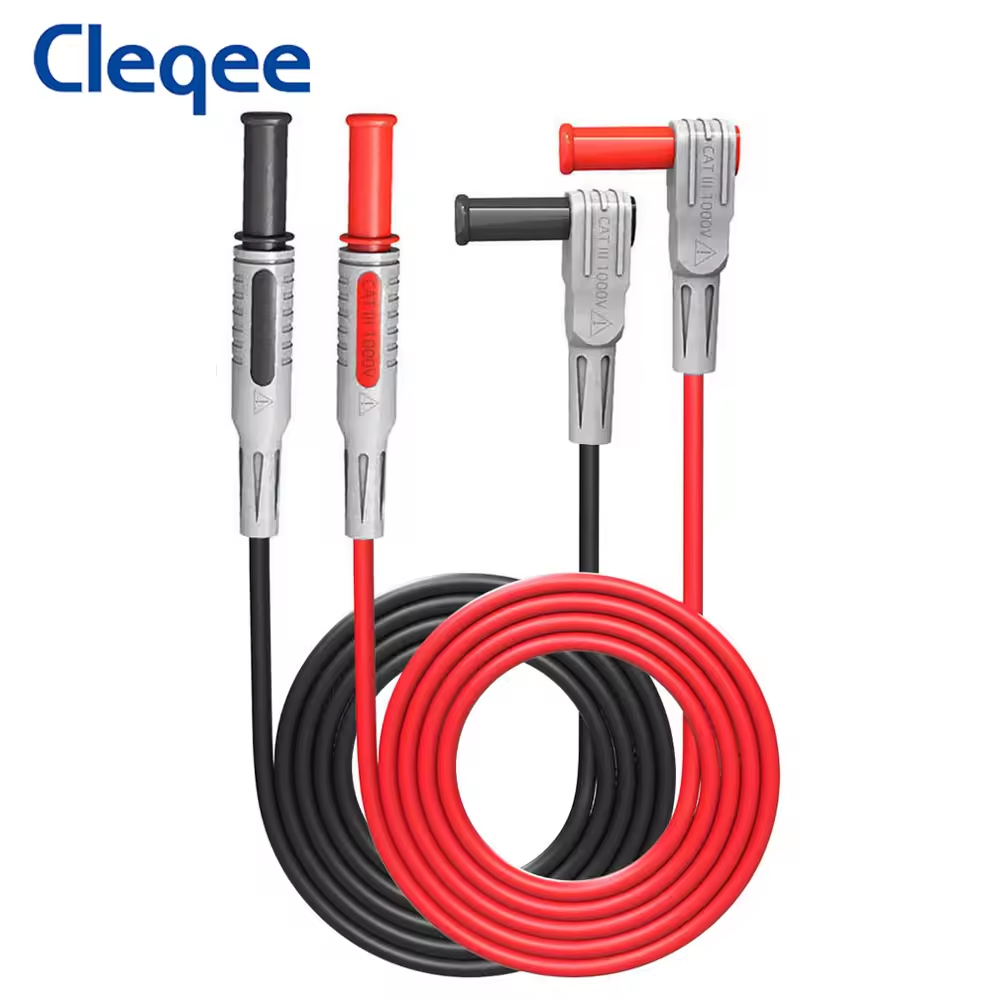 Cleqee P1033 Multimeter Test Lead Set for use with Replaceable Probes – Soft PVC – CAT III 1000V / 10A