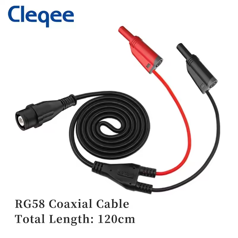 Cleqee P1204 - BNC Male to Safety Banana Plug Test Lead 1.2m