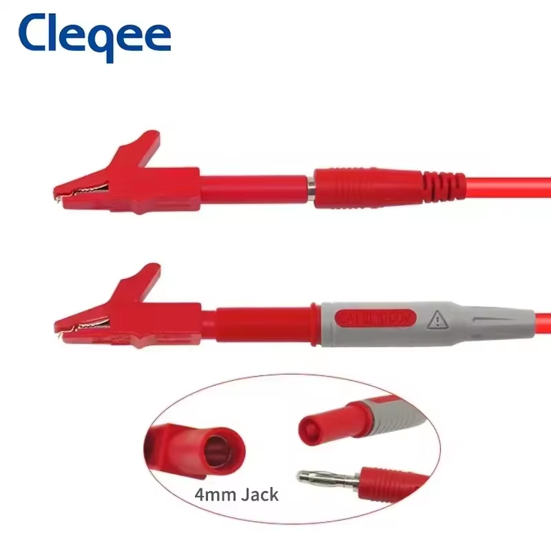 Cleqee P2007 10-Piece 5-colour Alligator Clip Set for 4mm Banana Plugs | CATII 300V 15A