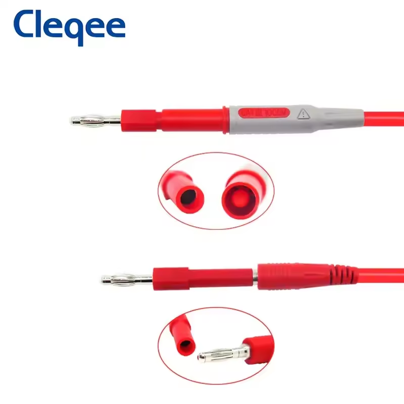 Cleqee P7022 4mm Banana Plug Adpator - Male Exposed Plug to Safety Shrouded Female (10-pack)