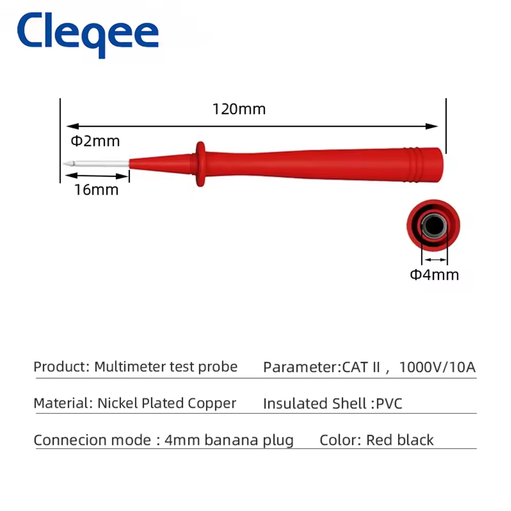 Cleqee P8004 Multimeter Test Probes - CAT II 1000V 10A