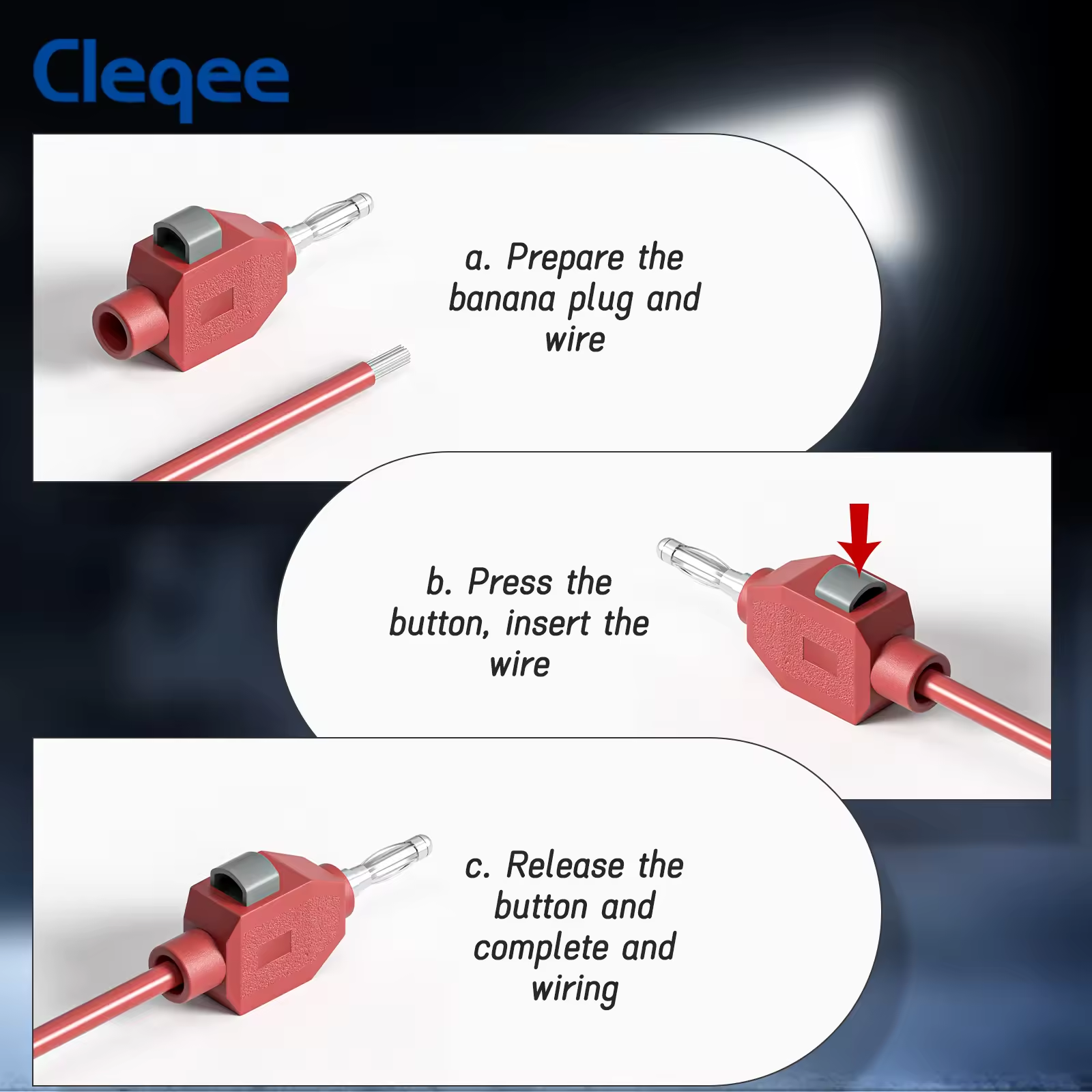Cleqee P10067 Quick-Press 4mm Banana Connectors