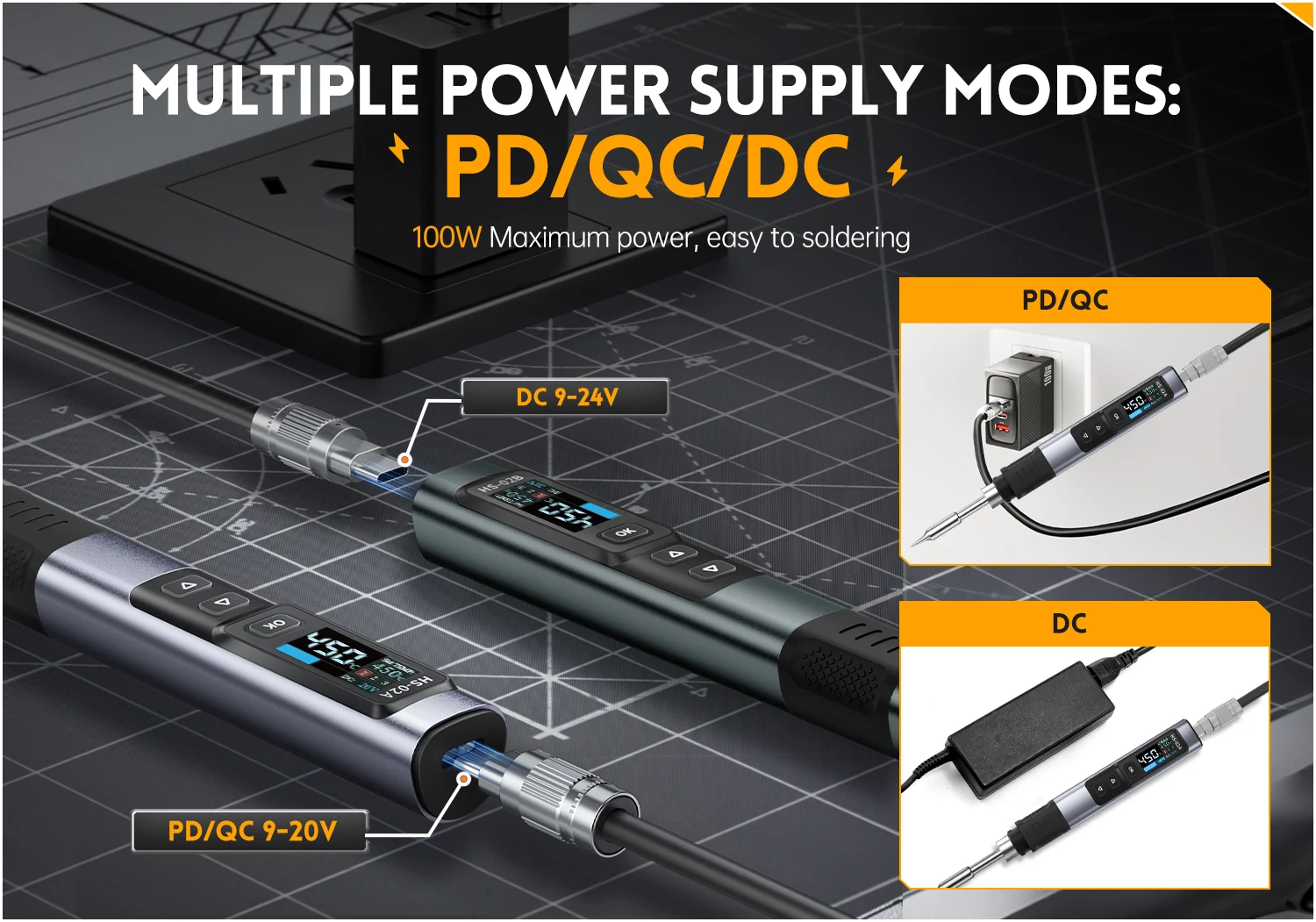 Fnirsi HS02 Soldering Iron - USB C/DC Powered