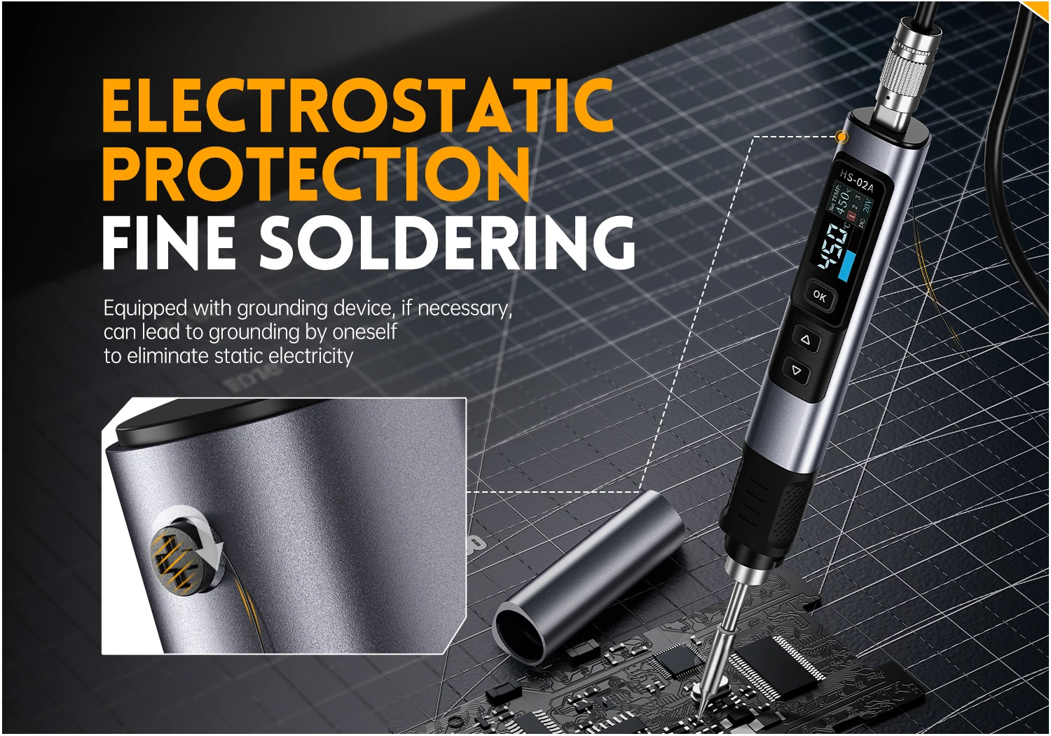 Fnirsi HS02 Soldering Iron - USB C/DC Powered