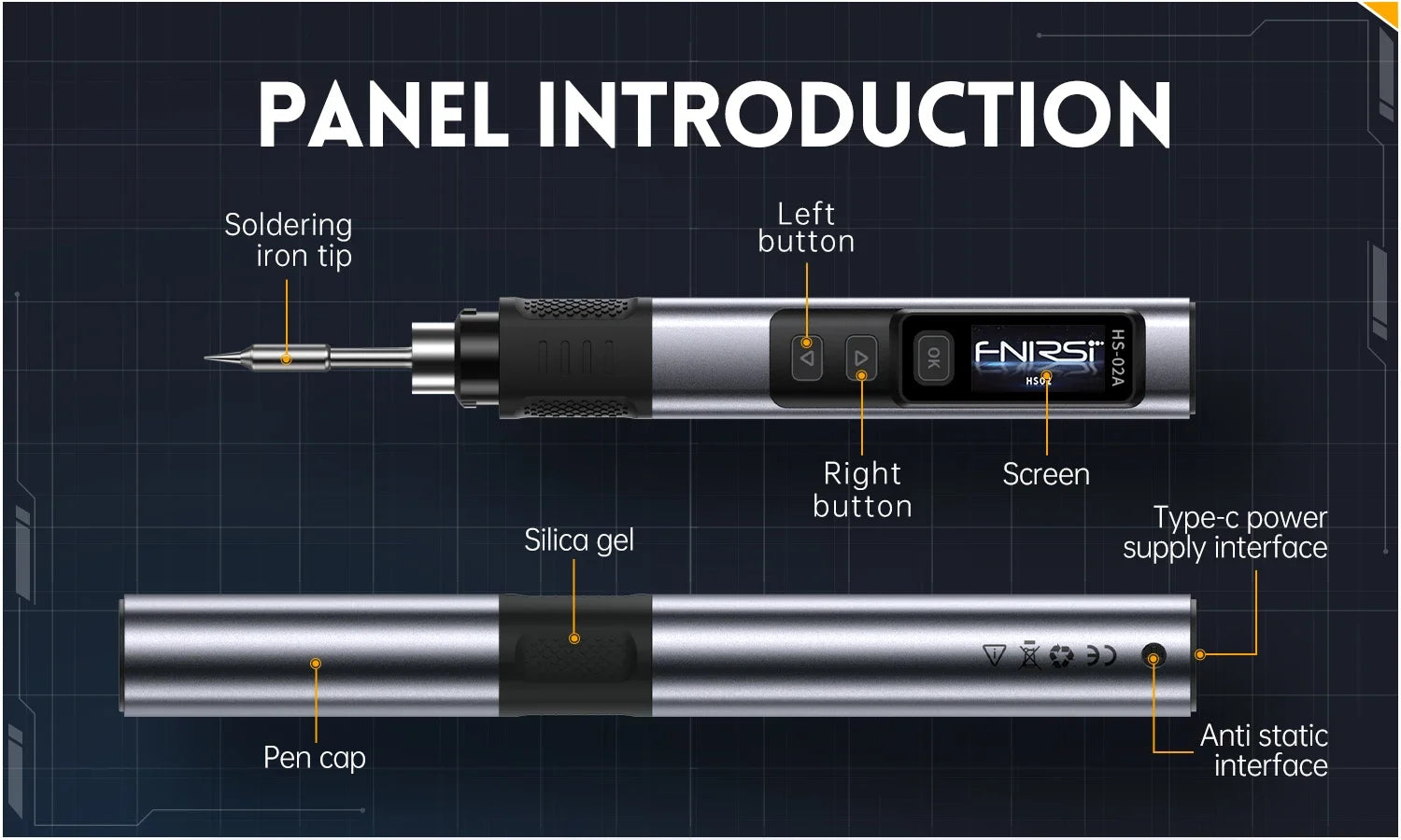 Fnirsi HS02 Soldering Iron - USB C/DC Powered