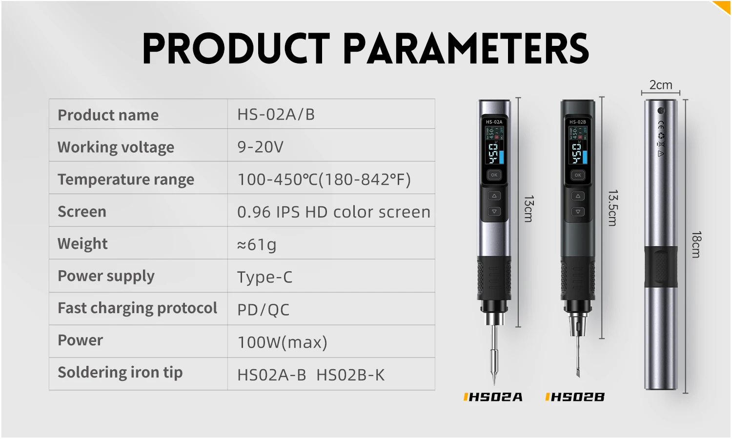 Fnirsi HS02 Soldering Iron - USB C/DC Powered