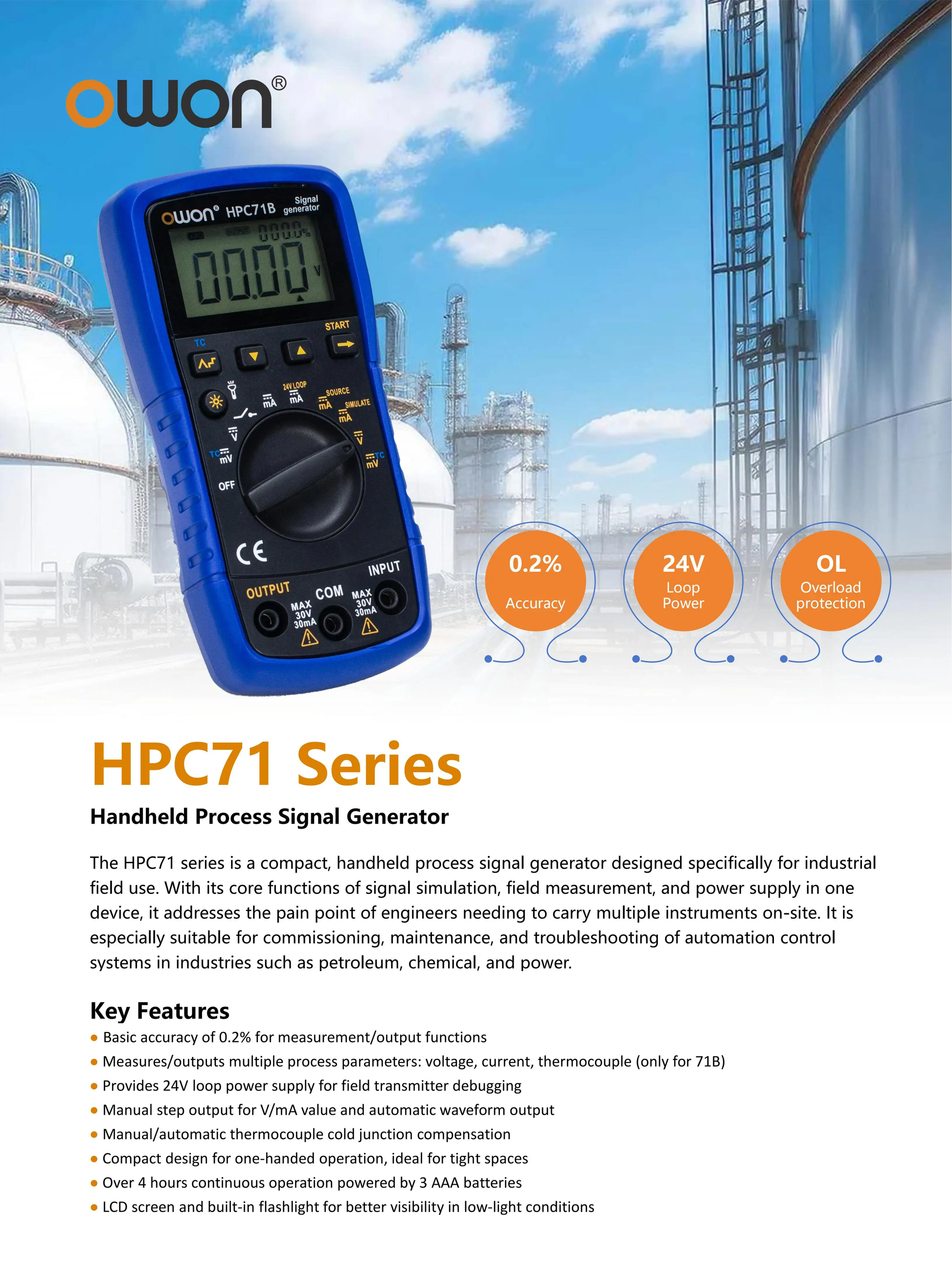 Owon HPC71B Handheld Process Signal Generator