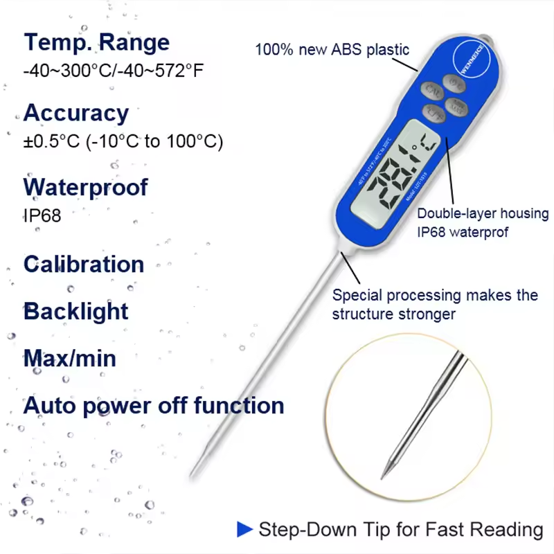 WENMEICE LDT-1819 High-Accuracy Waterproof Digital Probe Thermometer