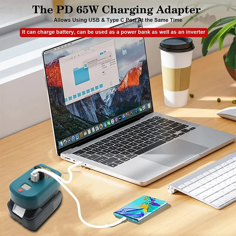 65W USB Li-Ion Battery Power Adaper - Milwaukee/Makita/Dewalt
