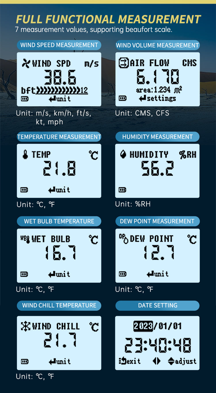 Owon OMW5500 Smart Digital Anemometer (7-in-1)