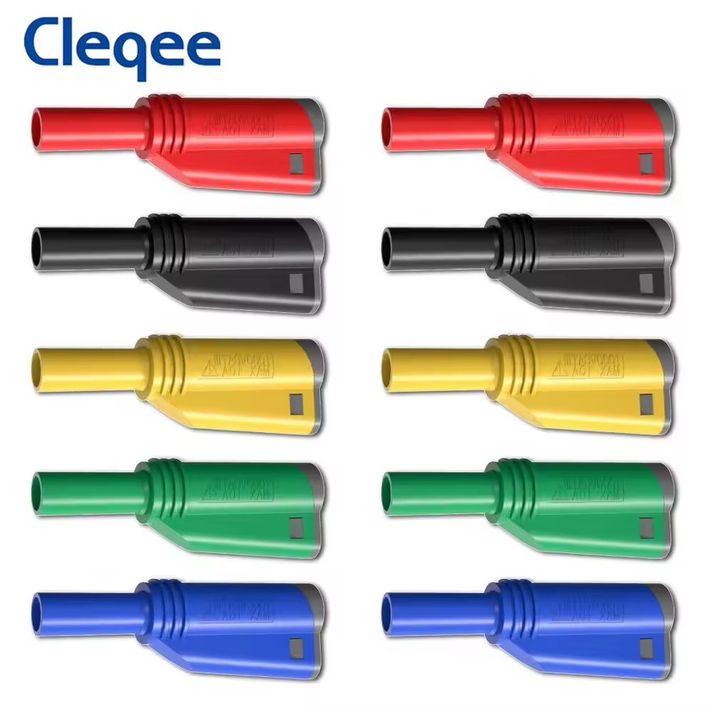 Cleqee P3005 Fully Shrouded 4mm Safety Banana Plug | CAT III 1000V - 10pcs