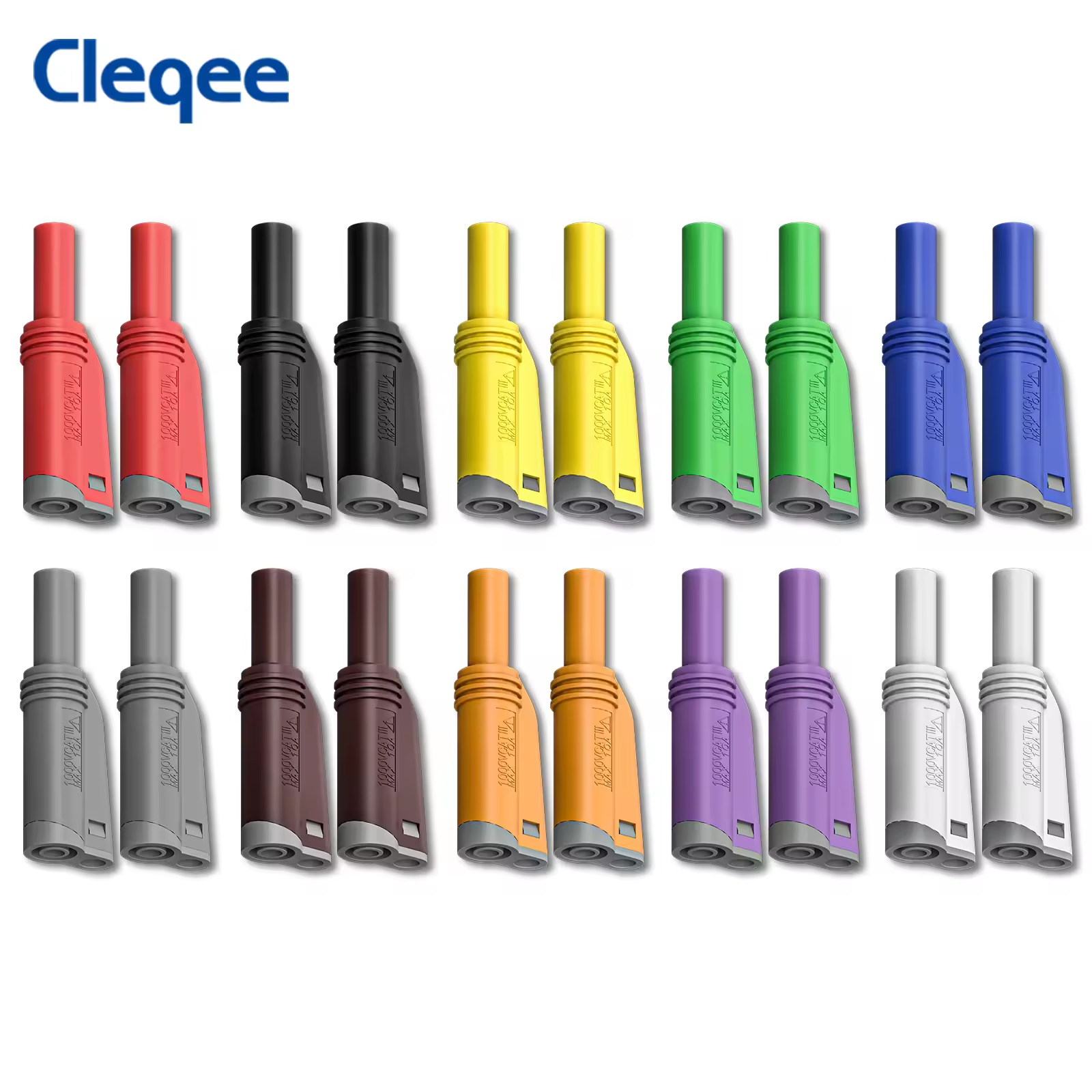 Cleqee P3005 Fully Shrouded 4mm Safety Banana Plug | CAT III 1000V - 10pcs