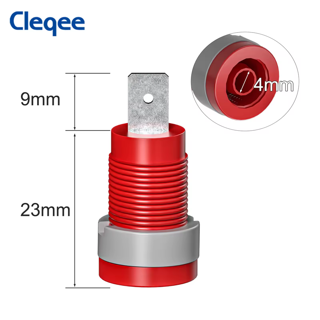 Cleqee 40018A Panel Mount 4mm Safety Banana Socket – Nylon 1000V / 32A