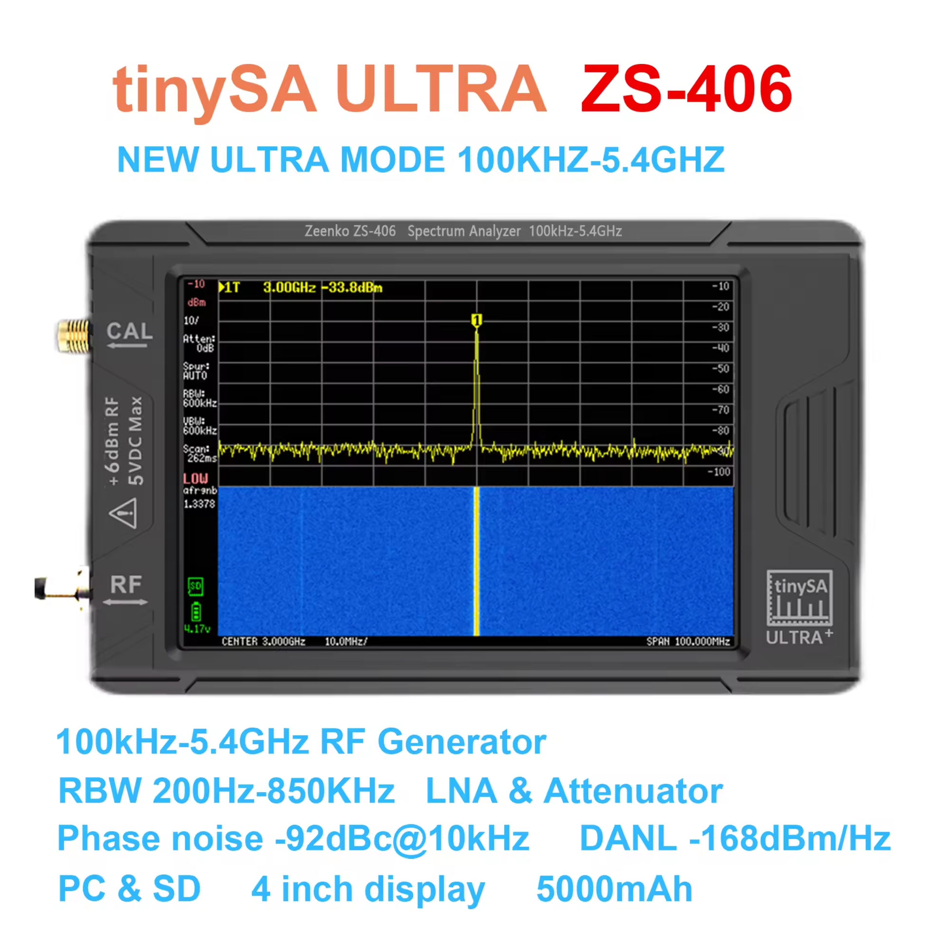 TinySA ZS-406 Spectrum Analyser by Zeenko