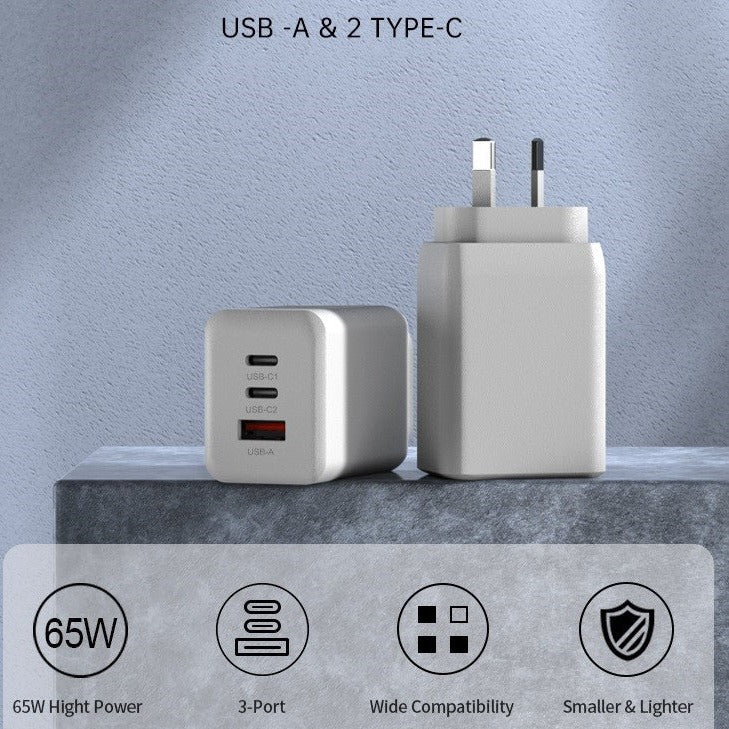 Usb Plus Power USB Power Supply 65W with 2x Type C and 1x Type A outlets – inStore Ltd